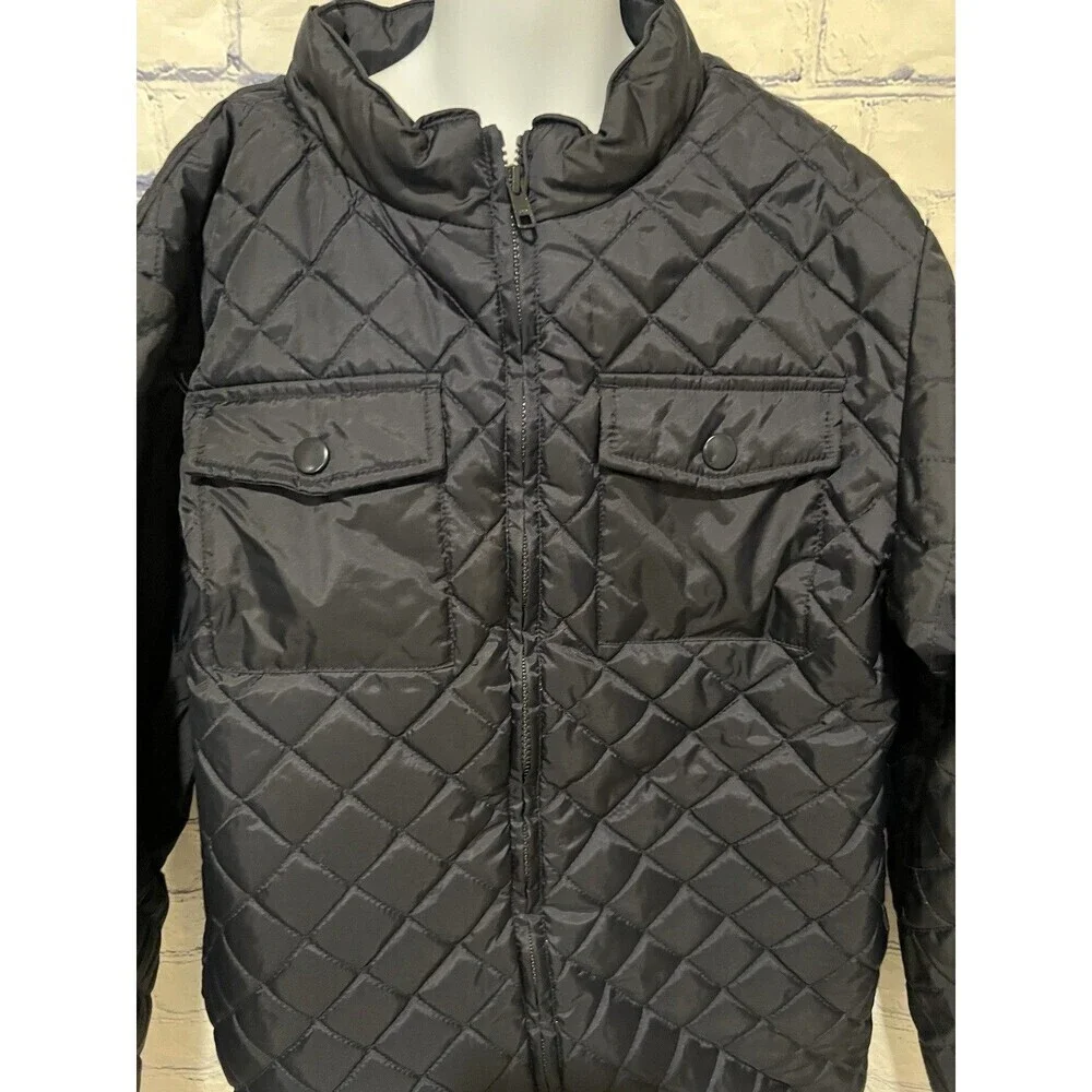 Gymboree Boys Quilted Button Up Jacket Size L (10-12) Dark Blue Front Pockets